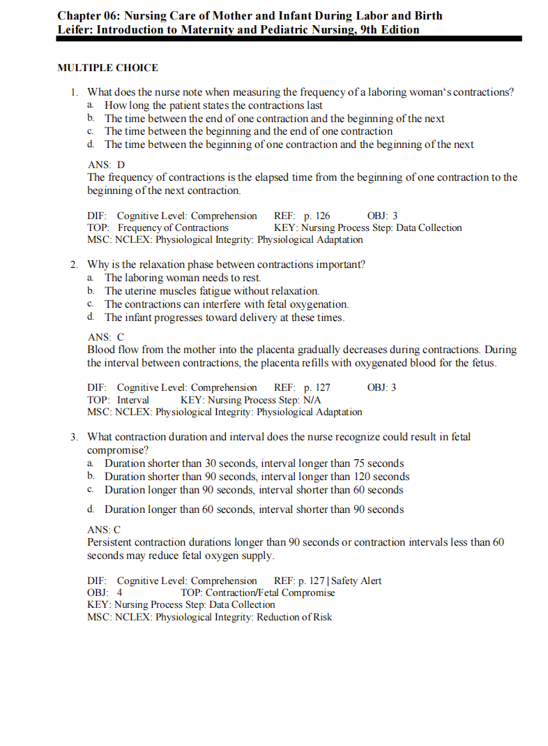 Testbank Introduction to Maternity and Pediatric Nursing, 9. Auflage