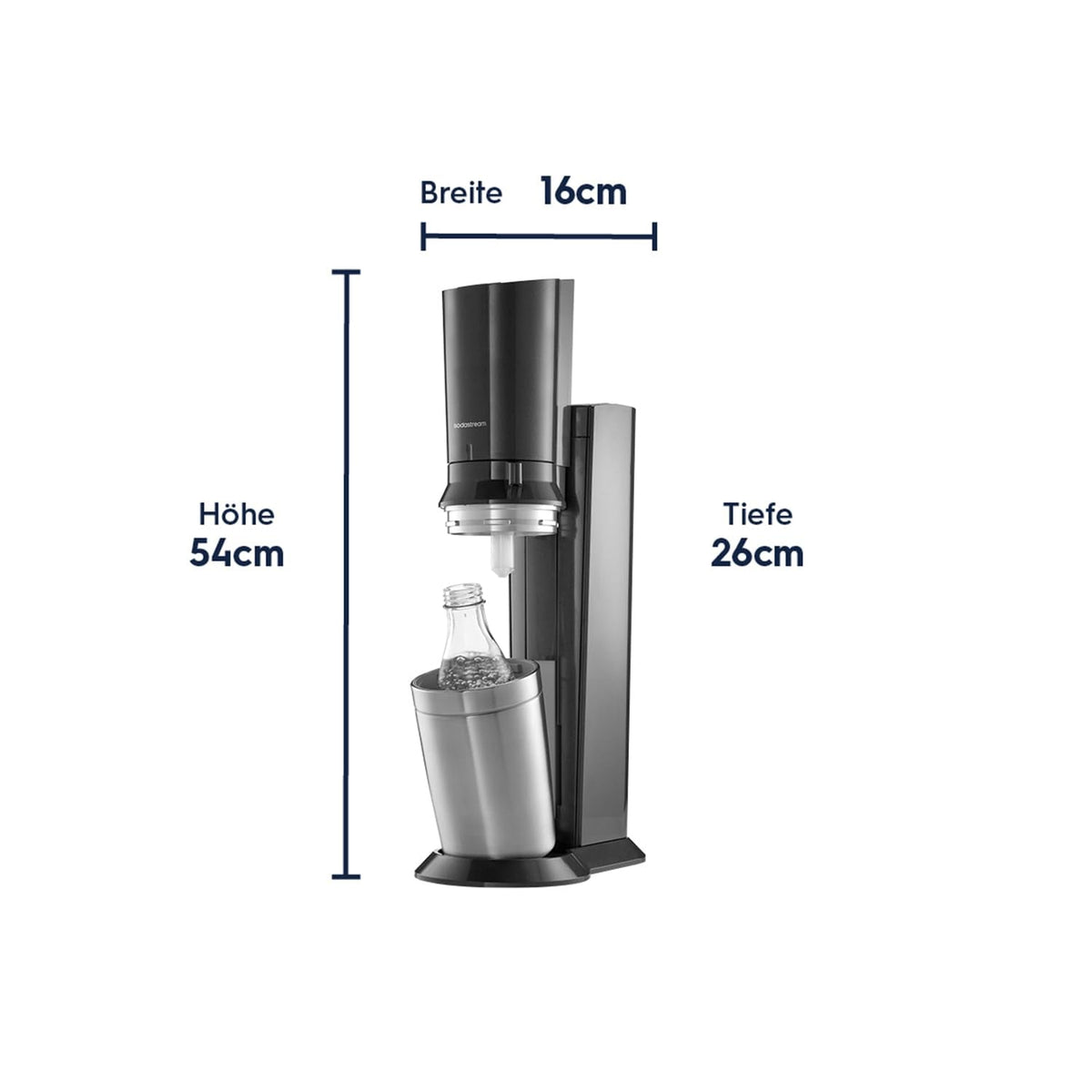 Wassersprudler mit 2 CO₂-Zylindern und 2 Glaskaraffen, 0,7 L, Quick Connect