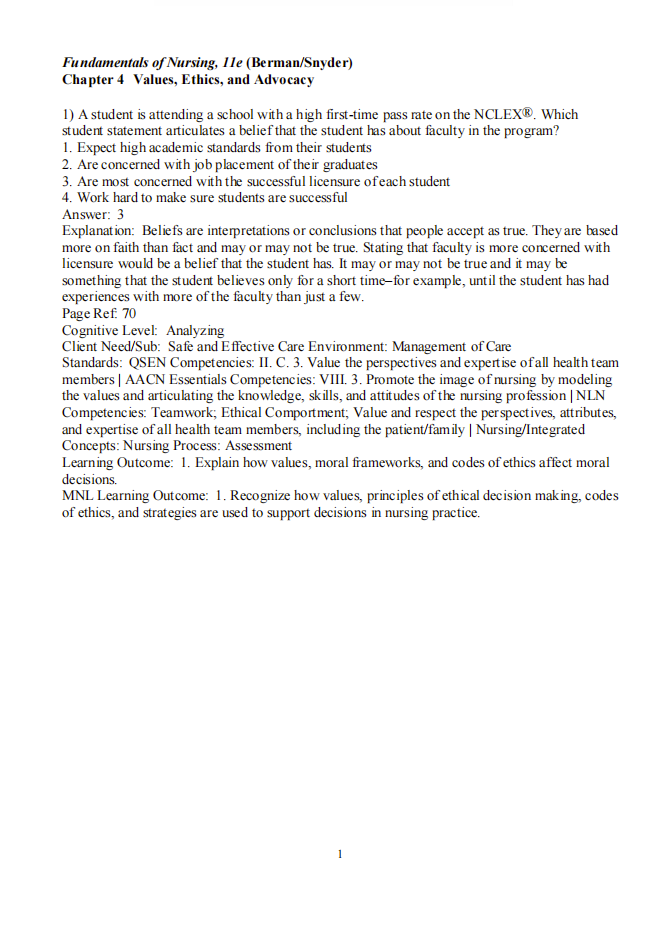 Testbank Kozier & Erb’s Fundamentals of Nursing, 11. Auflage