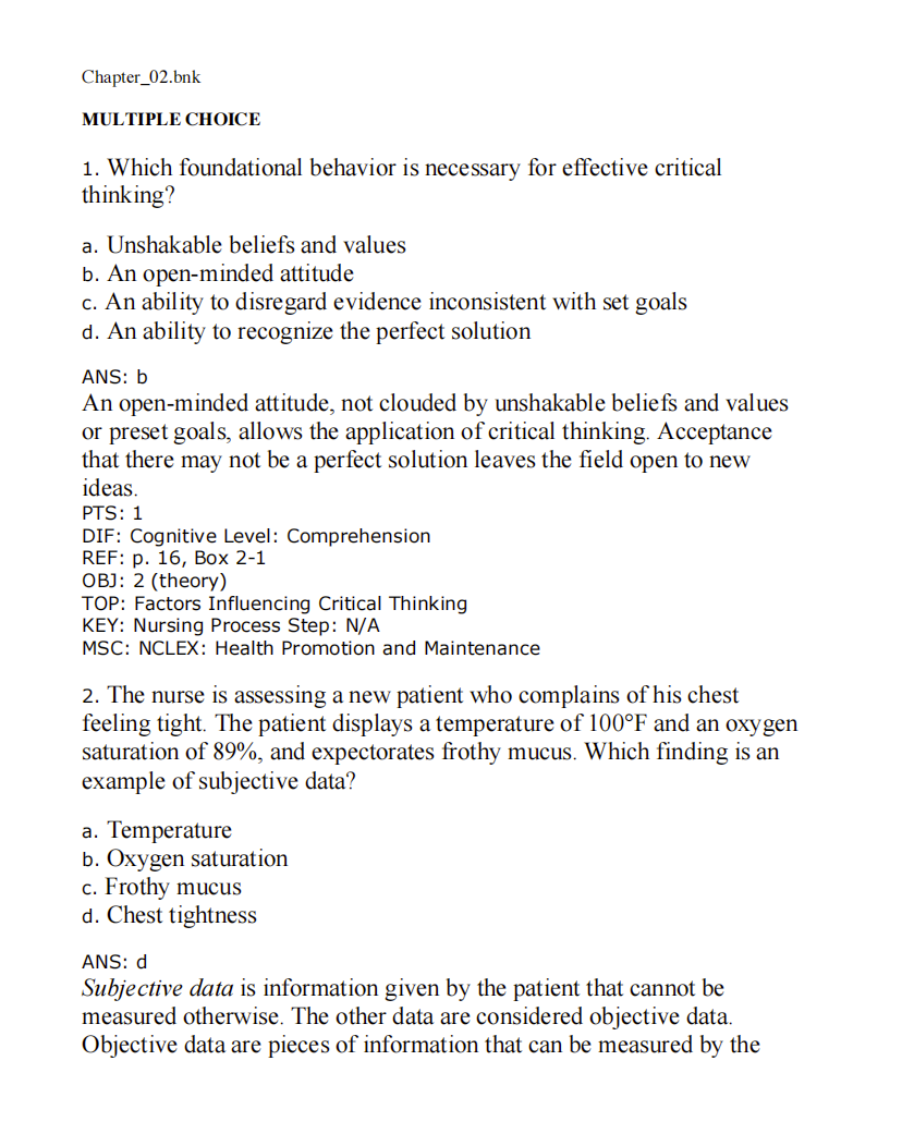Testbank Medical-Surgical Nursing: Concepts & Practice, 5. Auflage von Stromberg