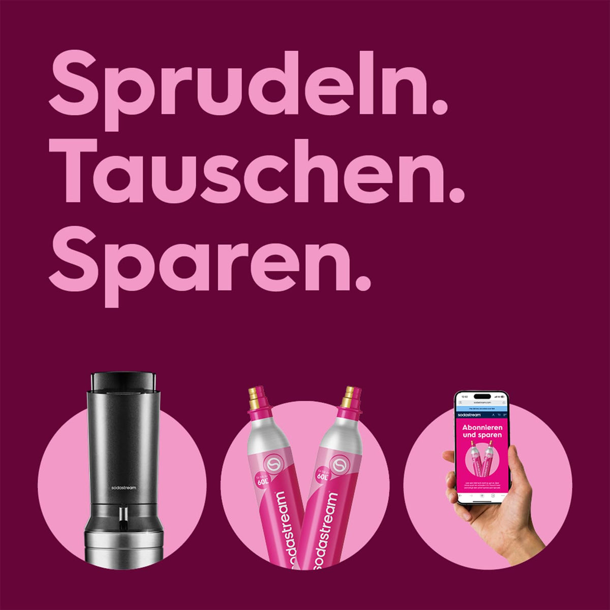Wassersprudler mit 2 CO₂-Zylindern und 2 Glaskaraffen, 0,7 L, Quick Connect
