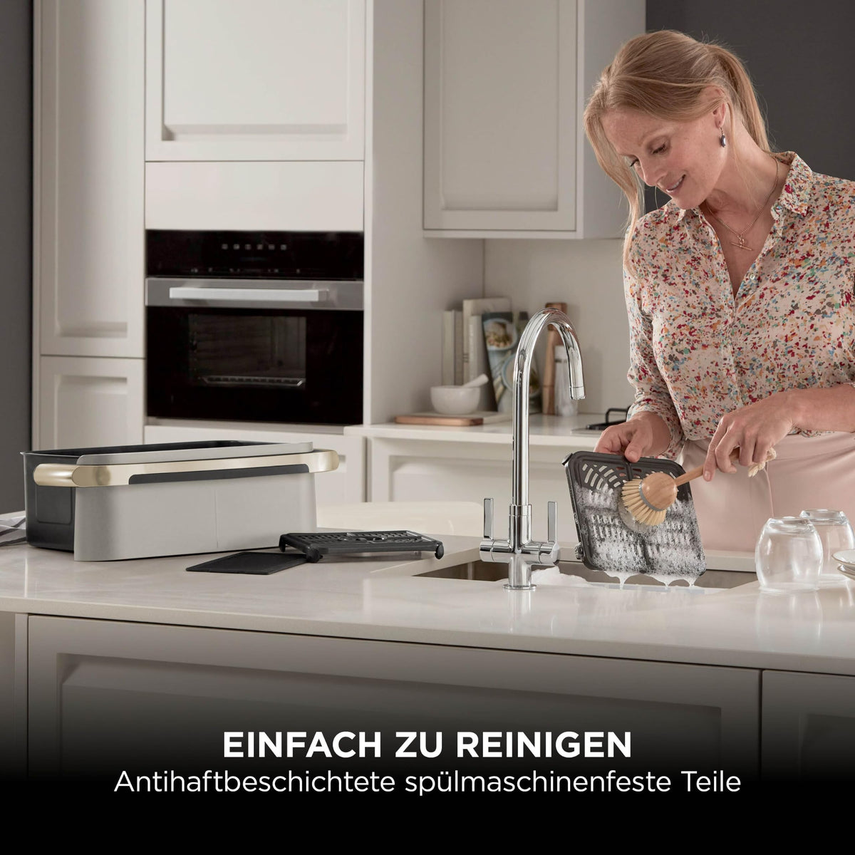 Heißluftfritteuse mit 2 Kochzonen, 10,4 L, 7-in-1, FlexDrawer, Stone/Gold