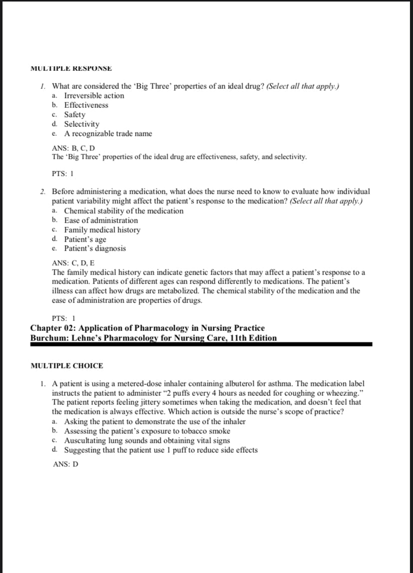 Testbank Lehne’s Pharmacology for Nursing Care, 11. Auflage von Jacqueline Rosenjack Burchum